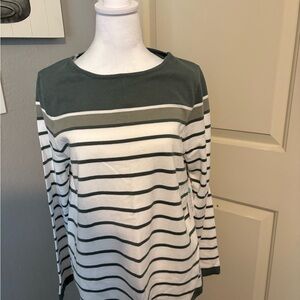 Pink Clover Green and White Crew Neck Sweater